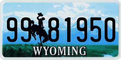 WY license plate 9981950