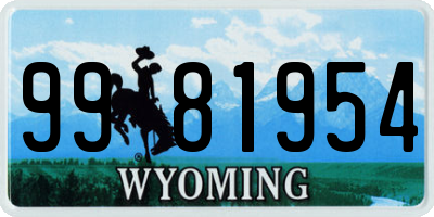 WY license plate 9981954