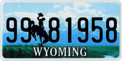 WY license plate 9981958