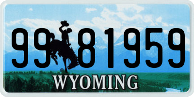 WY license plate 9981959