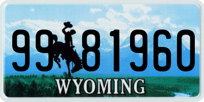 WY license plate 9981960