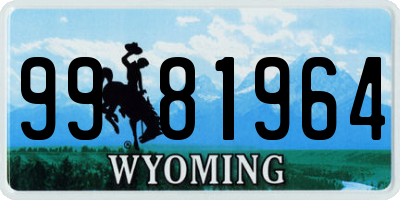 WY license plate 9981964