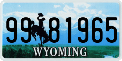 WY license plate 9981965