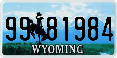 WY license plate 9981984