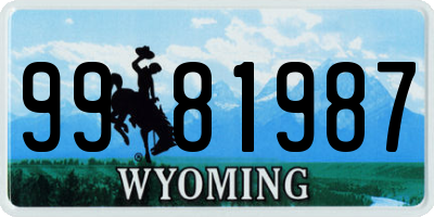 WY license plate 9981987