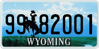 WY license plate 9982001