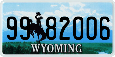 WY license plate 9982006