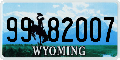 WY license plate 9982007