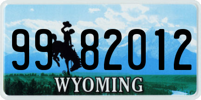 WY license plate 9982012