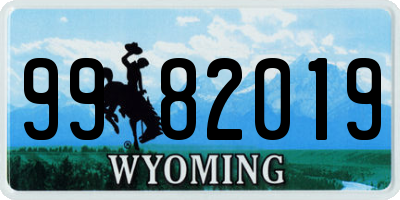WY license plate 9982019