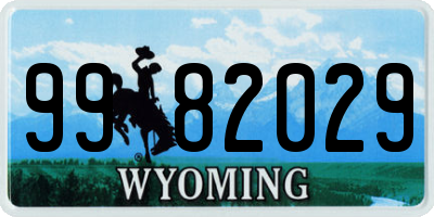 WY license plate 9982029