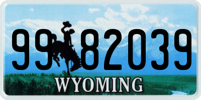 WY license plate 9982039