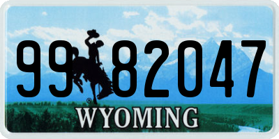 WY license plate 9982047