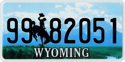 WY license plate 9982051
