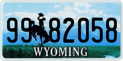 WY license plate 9982058
