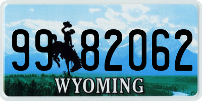 WY license plate 9982062