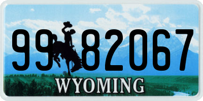 WY license plate 9982067