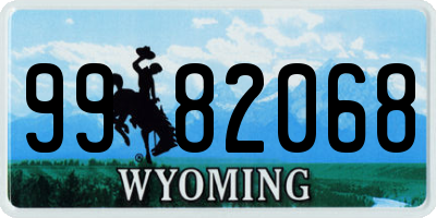 WY license plate 9982068