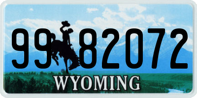 WY license plate 9982072