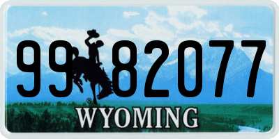 WY license plate 9982077