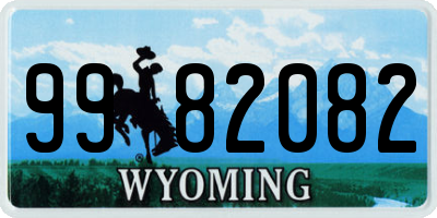 WY license plate 9982082
