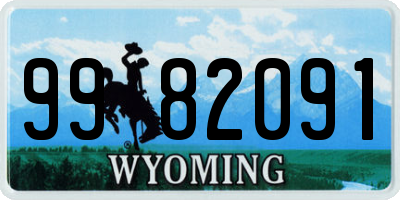 WY license plate 9982091