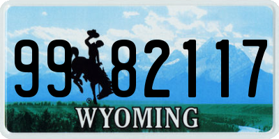 WY license plate 9982117