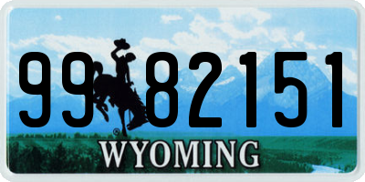WY license plate 9982151