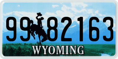 WY license plate 9982163