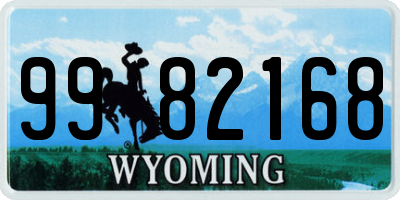 WY license plate 9982168
