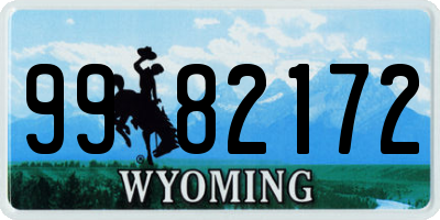 WY license plate 9982172