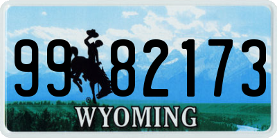 WY license plate 9982173