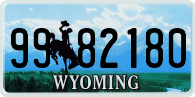 WY license plate 9982180