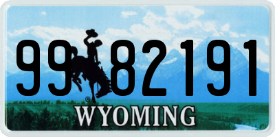 WY license plate 9982191