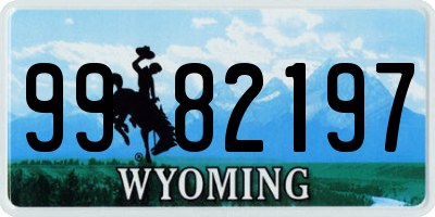 WY license plate 9982197