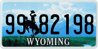 WY license plate 9982198