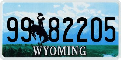WY license plate 9982205