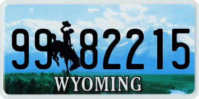 WY license plate 9982215