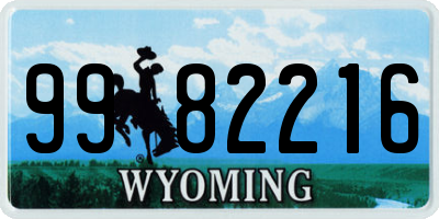 WY license plate 9982216