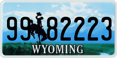 WY license plate 9982223