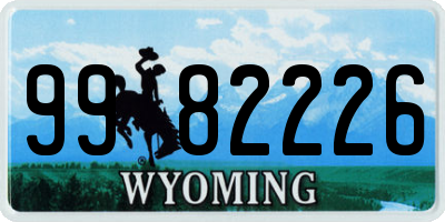 WY license plate 9982226