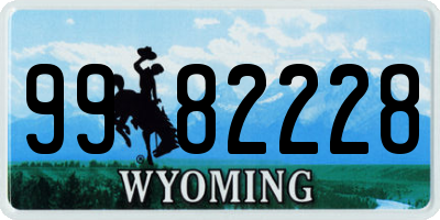 WY license plate 9982228