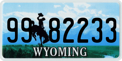 WY license plate 9982233