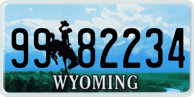 WY license plate 9982234