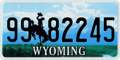 WY license plate 9982245