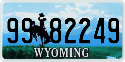 WY license plate 9982249