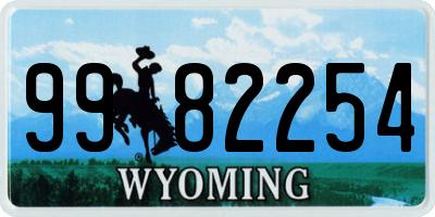 WY license plate 9982254