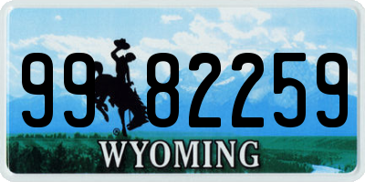 WY license plate 9982259