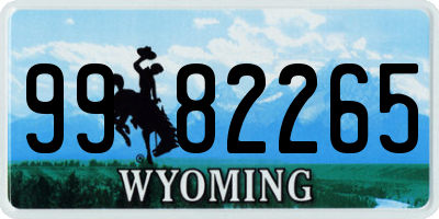 WY license plate 9982265