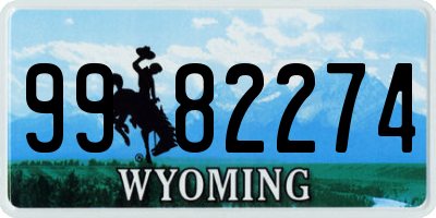 WY license plate 9982274